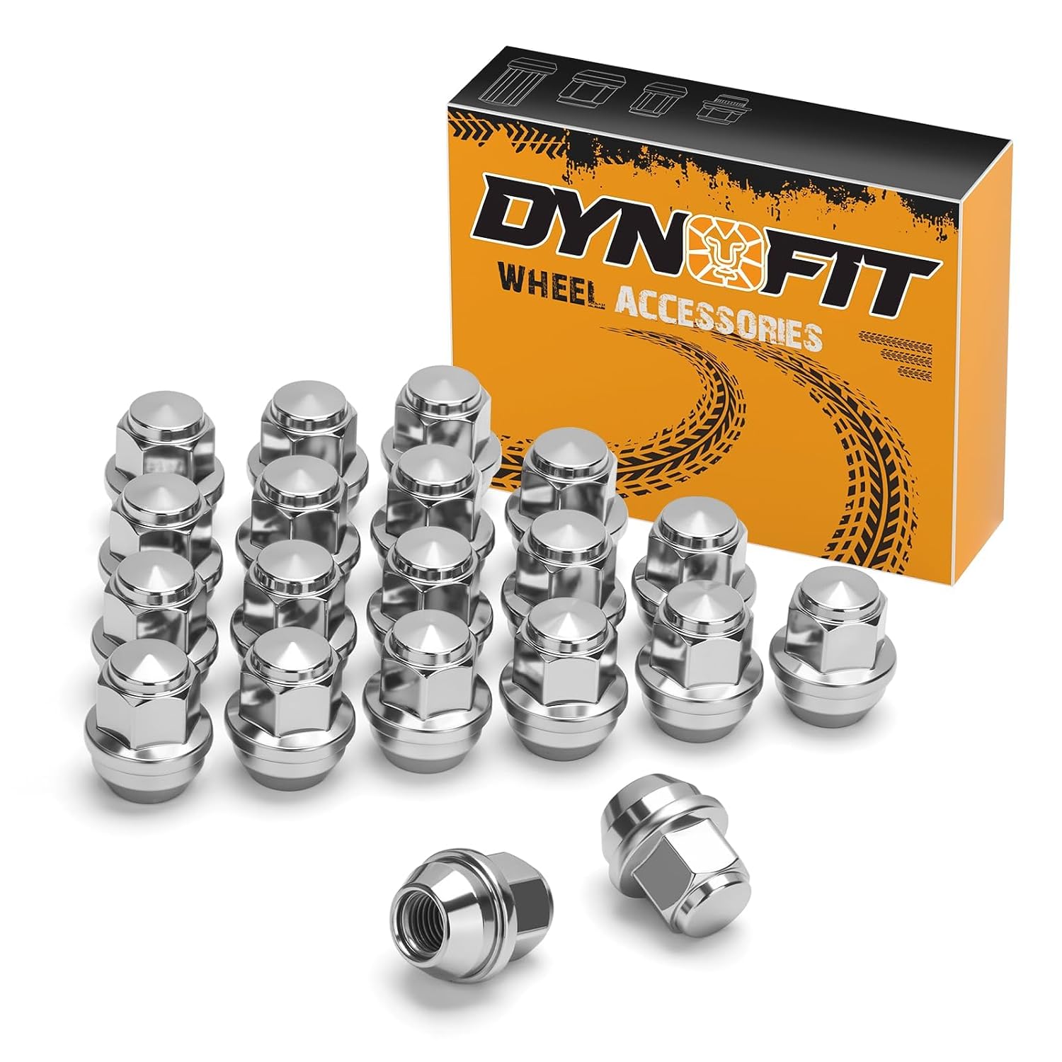 Dynofit 12mmx1.5 OEM Lug Nuts for 2005-2021 Fusion,2001-2026 Escape,2008-2018 Focus,One-Piece Style Stock Wheel Nuts Replace for MKC MKZ Factory Nut, Compatible with Ford Lincoln,Work on AL/Steel Rim