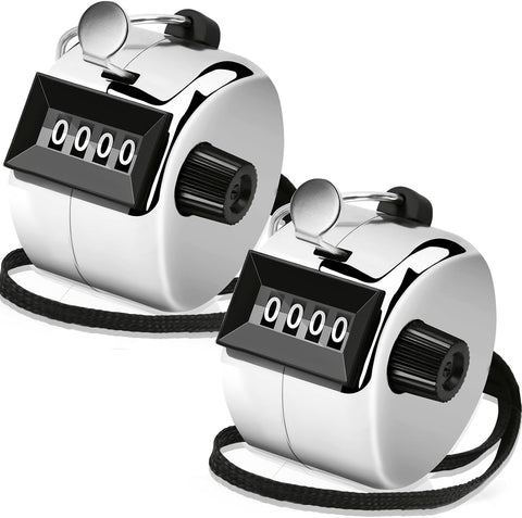 Decymis 2 Pack Clicker Counter, Metal Hand Tally Counter Clicker, Silver