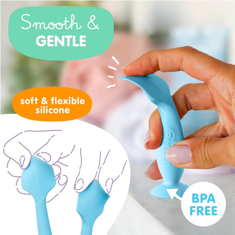 Bumco Baby Bum Brush + Travel Diaper Cream Spatula Set (Gray & Blue)