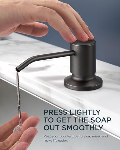 FORIOUS Black Kitchen Faucet, with Soap Dispenser and Pull Down Sprayer