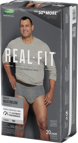 Depend Real Fit Disposable Underwear Male Waistband Style Large/X-Large, 50979, Maximum, 40 Ct