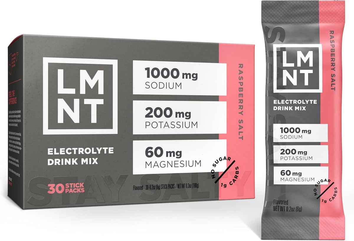 LMNT Zero Sugar Electrolytes - Raspberry Salt | Drink Mix | 30-Count