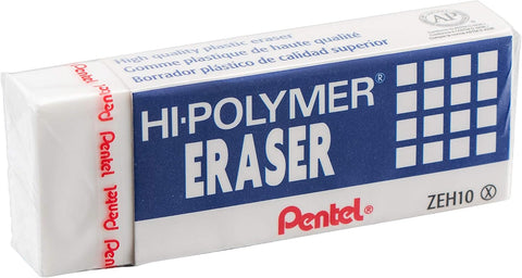 Pentel Hi-Polymer Block Eraser, Large, White, Pack of 3 (ZEH10BP3-K6)