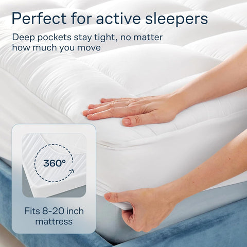 Niagara Sleep Solution 100% Cotton Top Queen Mattress Topper, Pillow Top