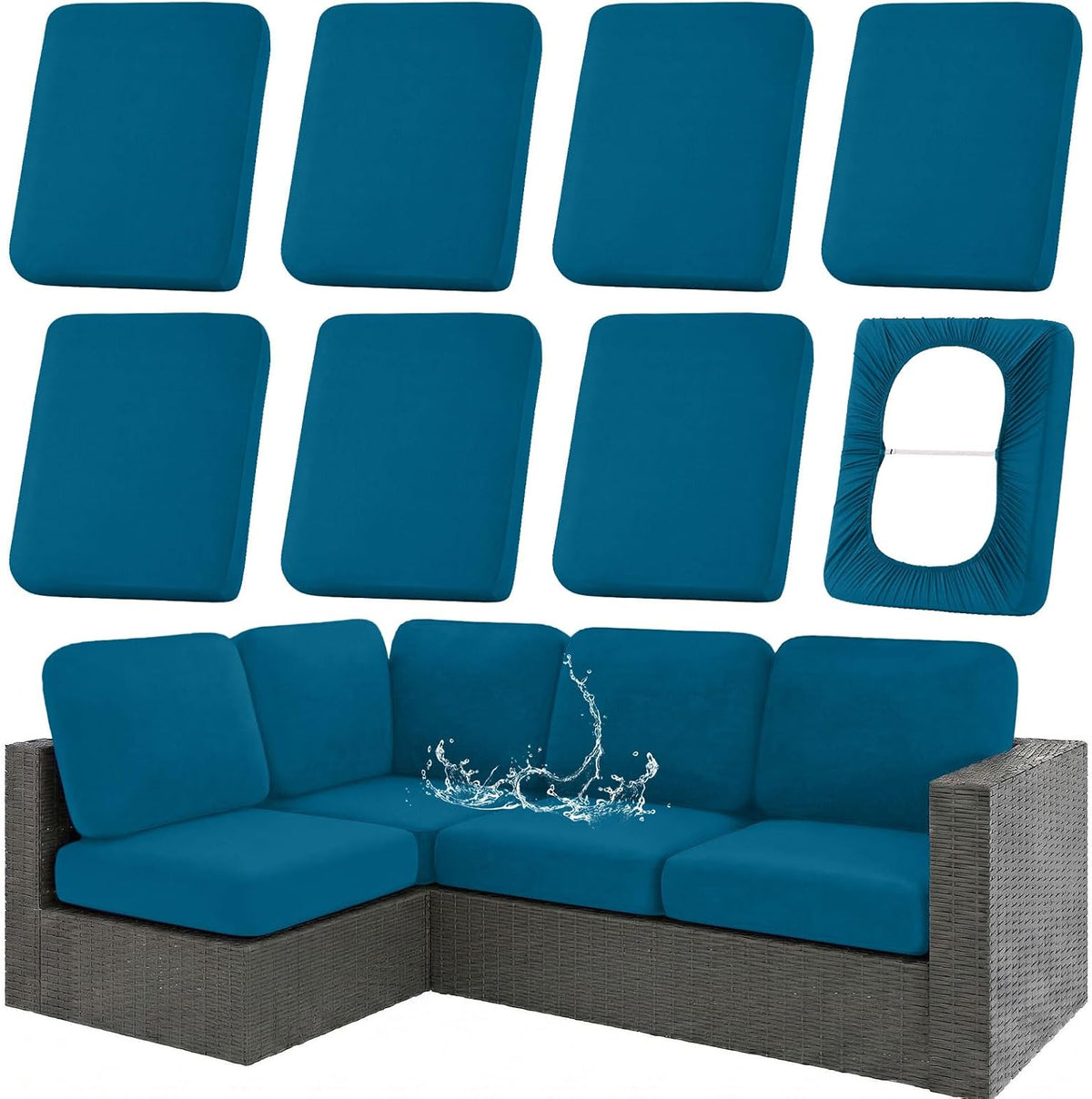 hyha Waterproof Outdoor Cushion Covers, Stretch Patio Slipcovers