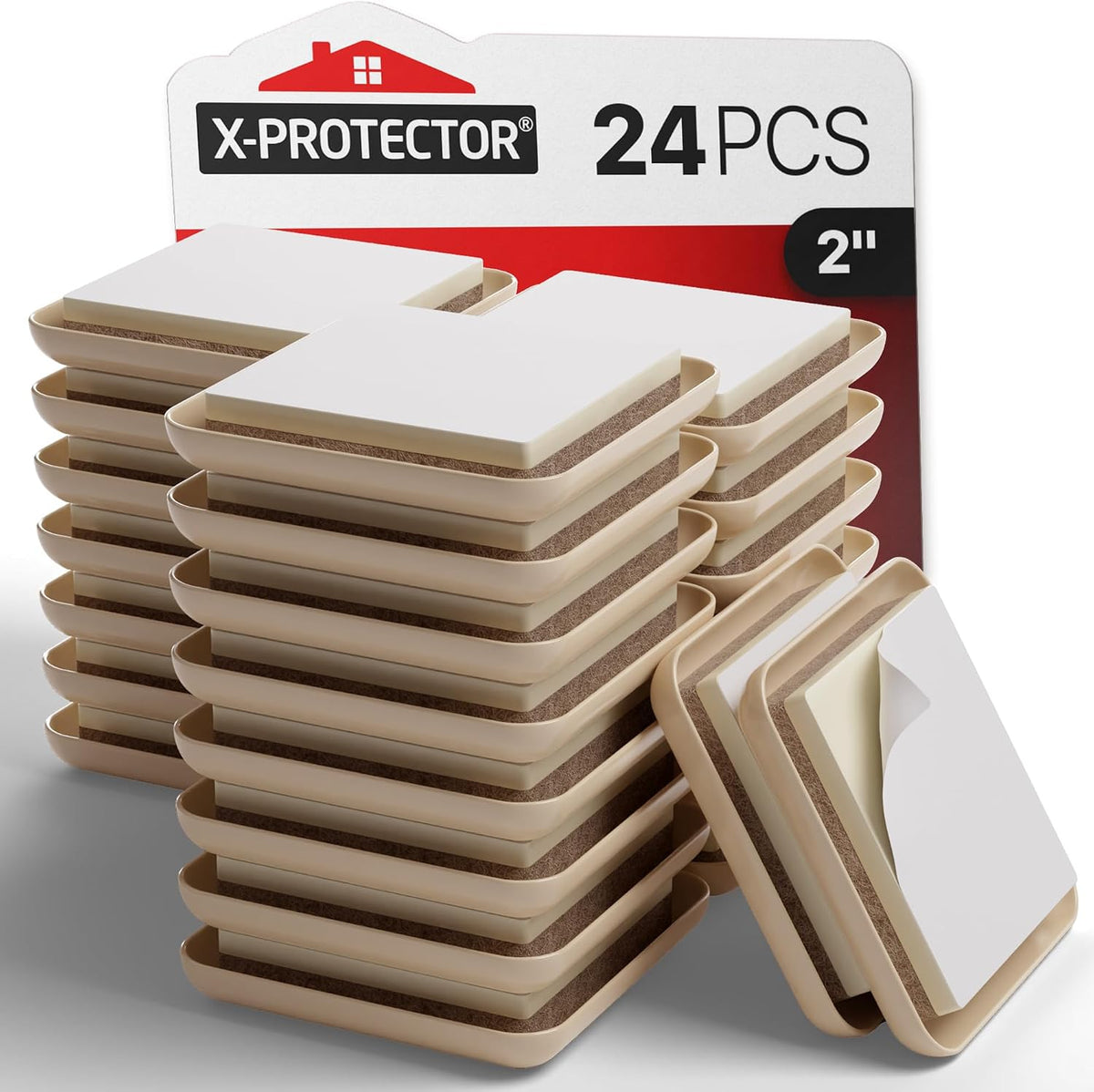 X-PROTECTOR Chair Sliders – 24 PCS 2" Furniture Sliders for Carpet