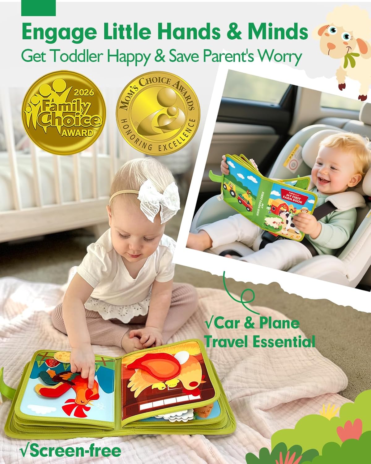 hahaland Busy Book for Toddlers 1-3 - Montessori Toys 1 Year Old Busy Board