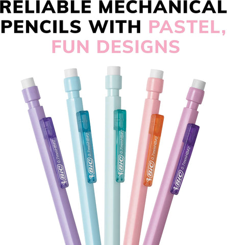 BIC Xtra-Smooth Pastel Mechanical Pencils, Medium Point, 0.7mm, 24-Count