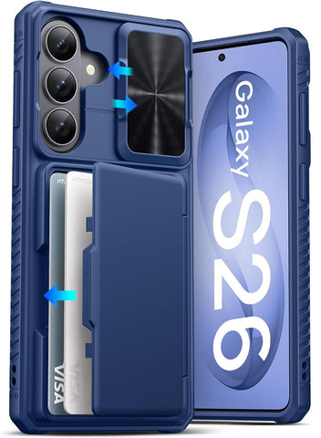 ATATOO for Samsung Galaxy S26 Wallet Case with Card Holder (4 Cards), Blue