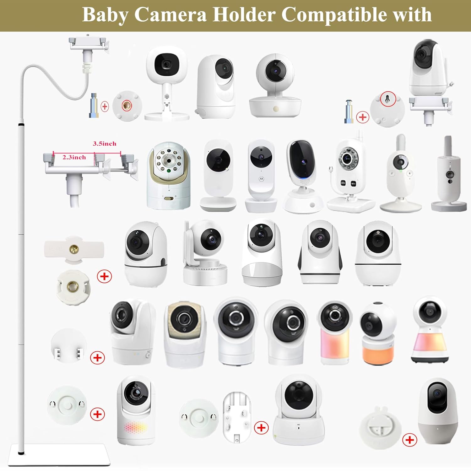 Baby Monitor Floor Stand Holder Mount Compactible for Nanit Pro & Flex Stand,Infant Optics DXR-8 Pro,VTech,Momcozy,HelloBaby,VAVA,nooie IPC100,Motorola VM75/VM50G/VM44