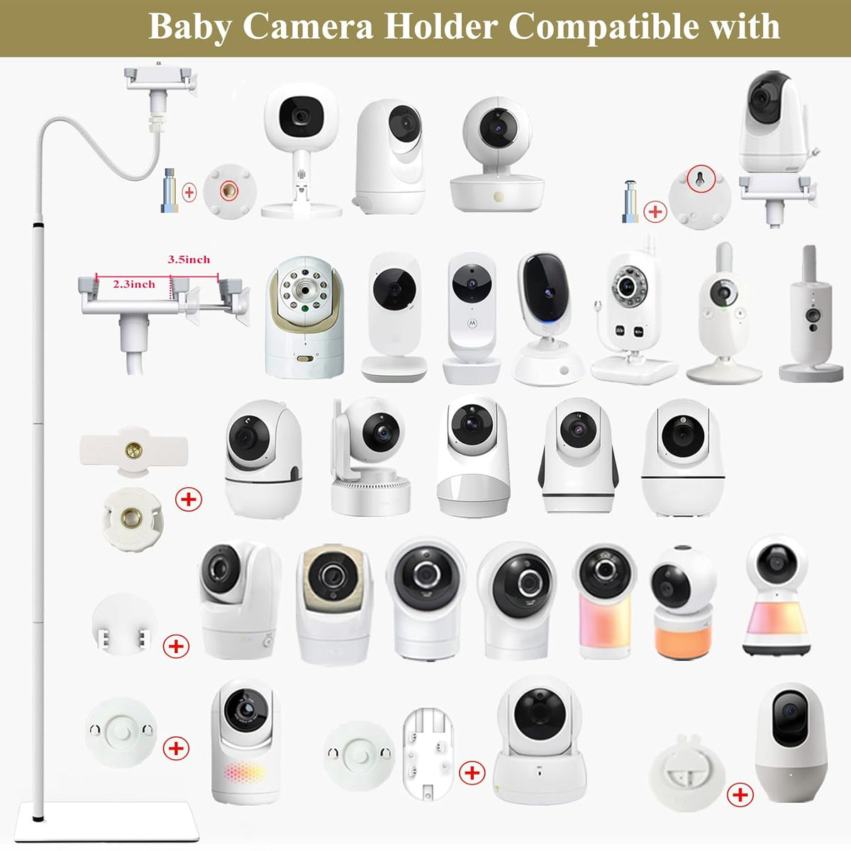 Baby Monitor Floor Stand Holder Mount Compactible for Nanit Pro & Flex Stand,Infant Optics DXR-8 Pro,VTech,Momcozy,HelloBaby,VAVA,nooie IPC100,Motorola VM75/VM50G/VM44