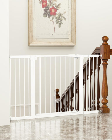 keny 29.7"-51.5" Extra Wide Baby Gate for Stairs, Easy Walk Thru Dog Gate