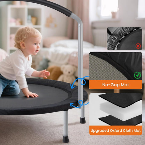 Ativafit 36inch Elastic Band Big Handle Toddler Trampoline for Kids Ages 2-6 Indoor Outdoor Mini Trampoline with Safety Padded Cover Fun for Kids
