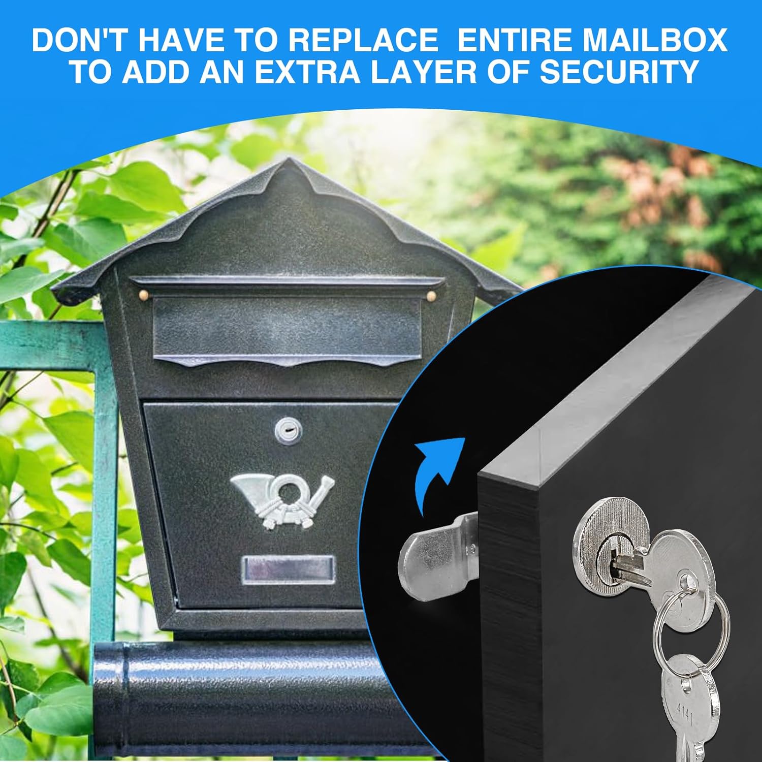 Mailbox Lock Replacement - Universal Mailbox Locks with 4 Keys - Easy to Install Mail Box Lock and Key Set - Durable and Secure Lock Replacement with 4 Keys for Almost Locking Mail Boxes