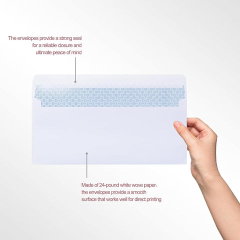 Zzrywuty #10 Letter Size Mailing Envelopes for Business, 60pcs Self Seal Windowless Security Envelopes 4-1/8 x 9-1/2 Inch White 24LB Paper