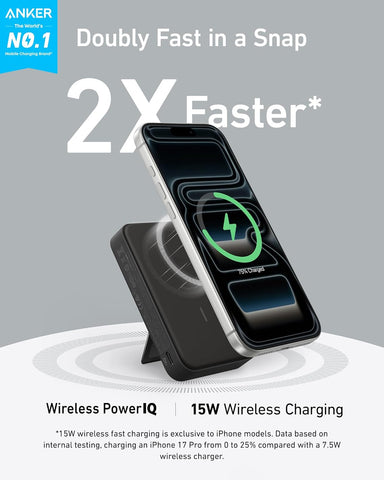 Anker MagGo Power Bank, 10,000mAh Qi2-Certified 15W Max Portable Charger