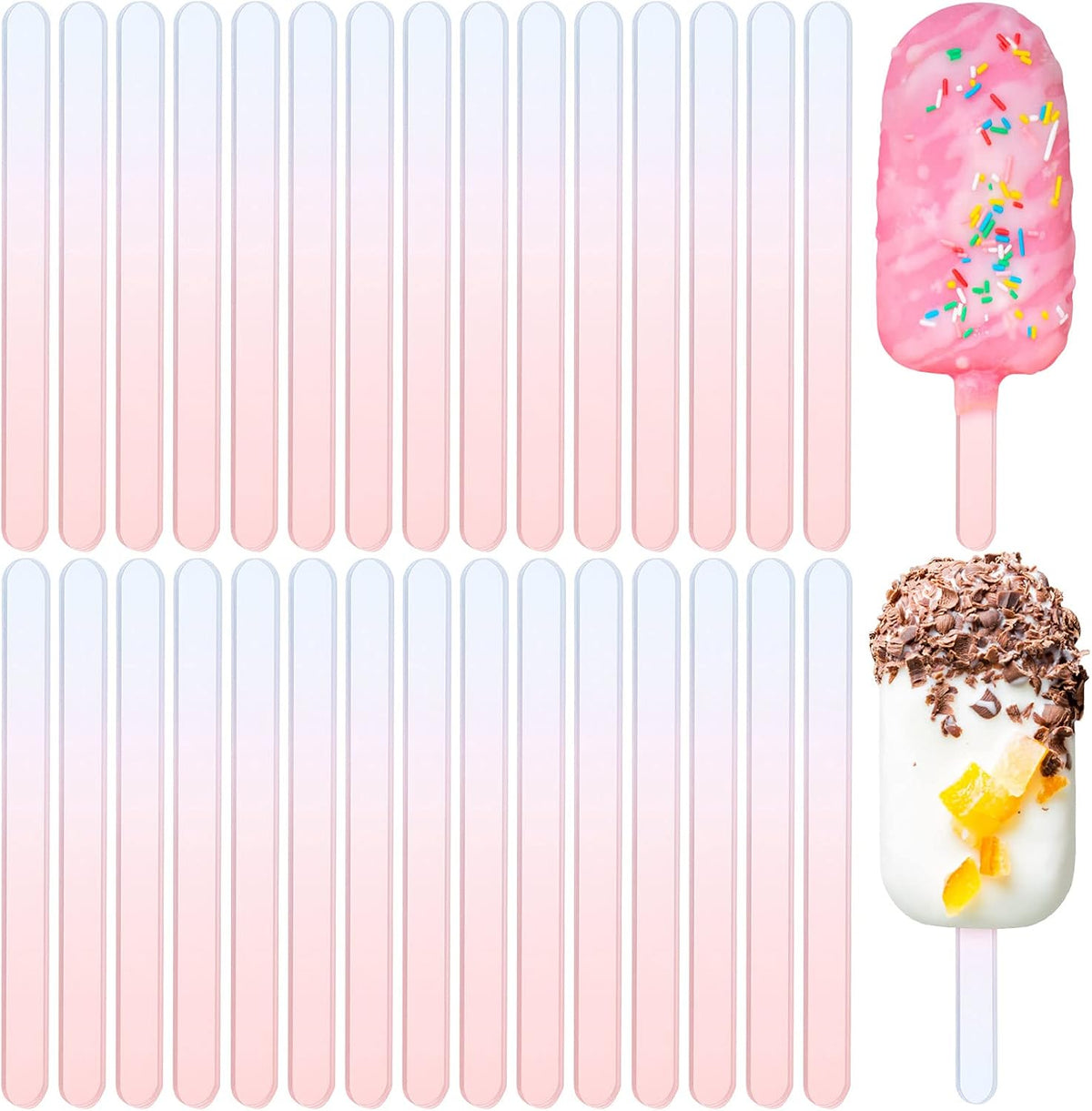 30 Pcs Reusable Acrylic Cakesicle Sticks, 4.5 Inches, Rainbow