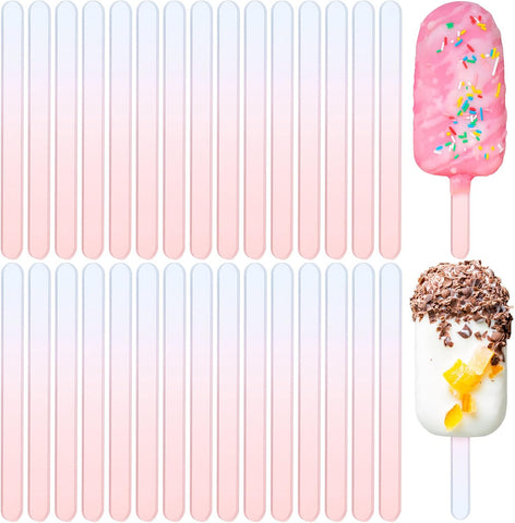 30 Pcs Reusable Acrylic Cakesicle Sticks, 4.5 Inches, Rainbow
