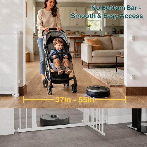 Cumbor 37-55" Retractable Baby Gates for Stairs & Doorways, White