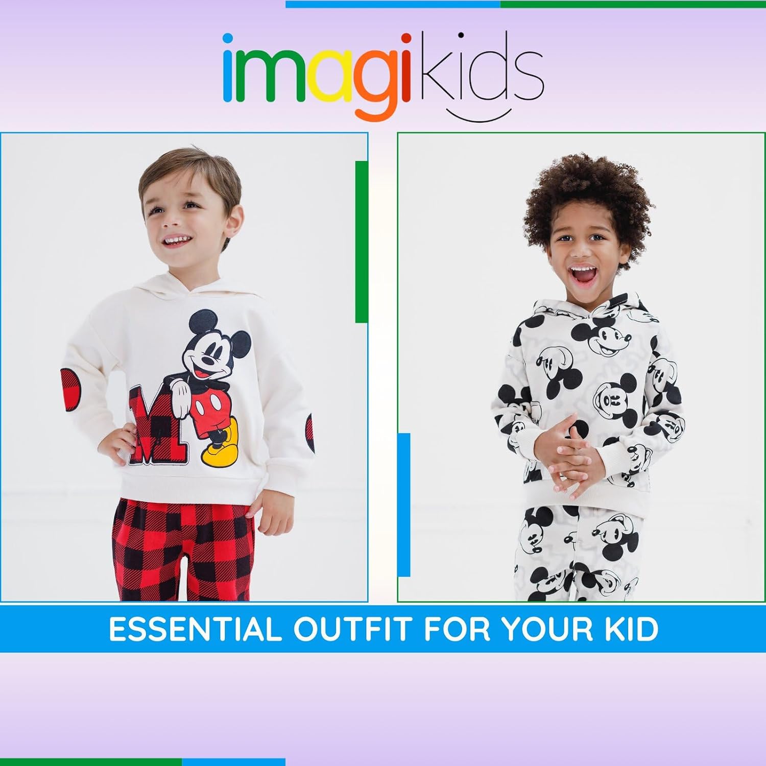 Disney Mickey Mouse Christmas Fleece Pullover Hoodie & Jogger Pants Outfit Set Newborn to Big Kid Sizes (0-3 Months - 14-16)