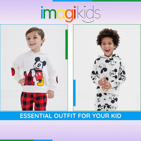 Disney Mickey Mouse Christmas Fleece Pullover Hoodie & Jogger Pants Outfit Set Newborn to Big Kid Sizes (0-3 Months - 14-16)
