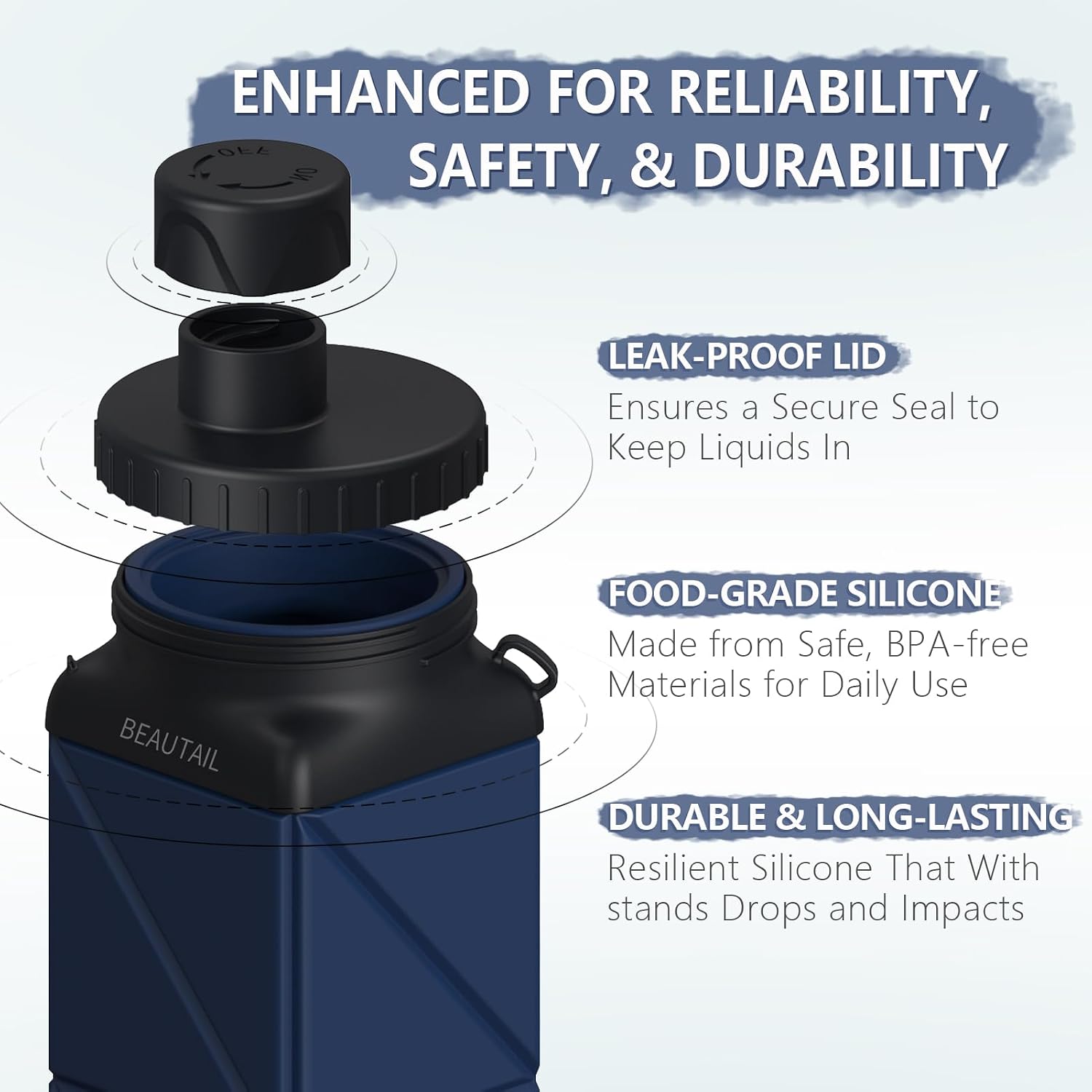 BEAUTAIL Collapsible Water Bottles 21 oz, Silicone Portable Water Bottle
