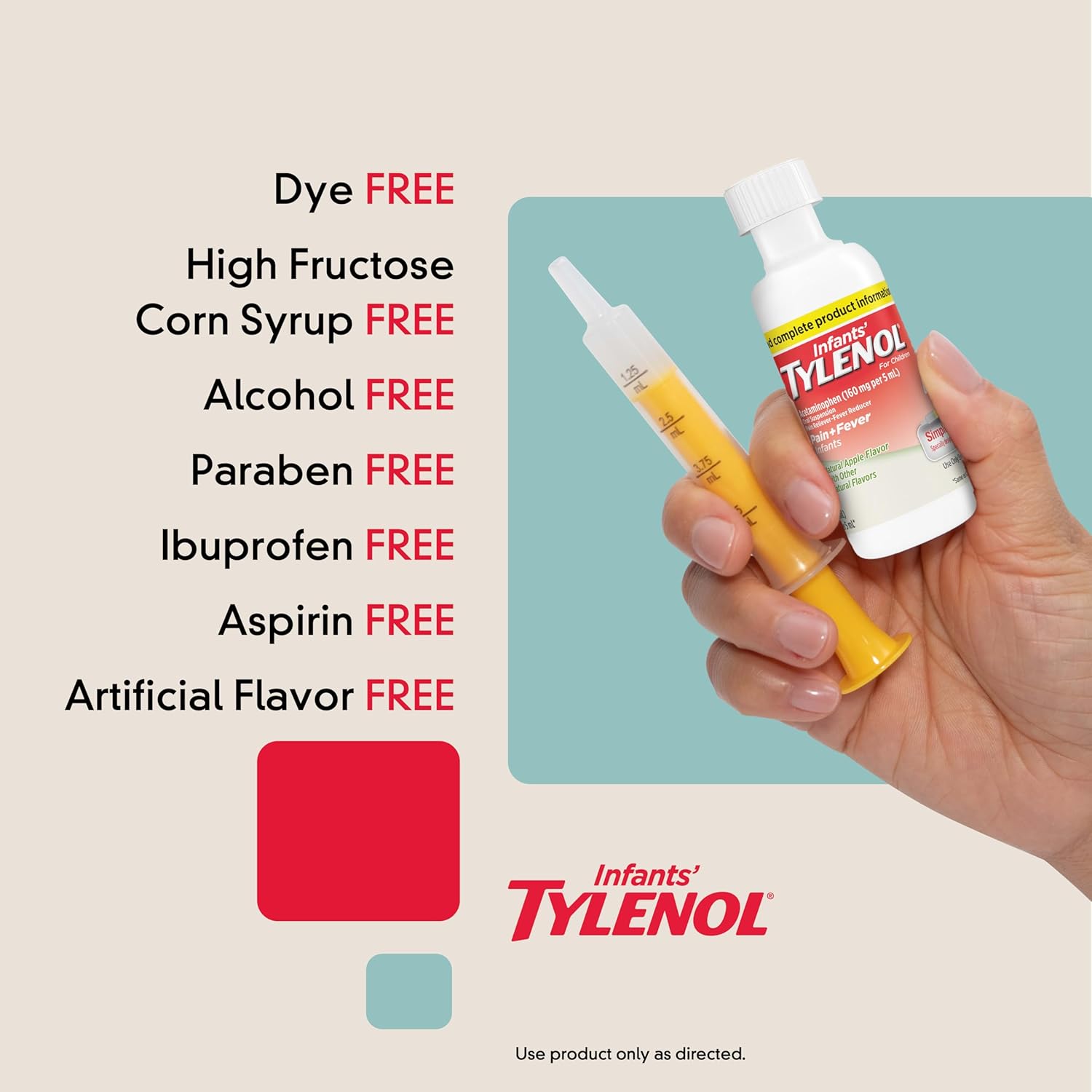 Infants' Tylenol Acetaminophen Oral Suspension, Dye-Free Apple, 2 fl. oz