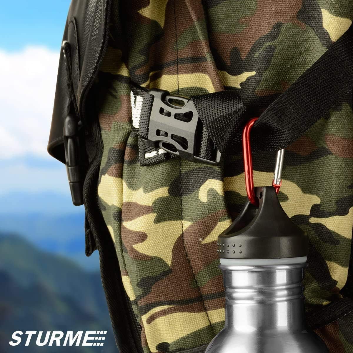 STURME 2" Aluminum D Ring Carabiners Clip D Shape Spring Loaded Gate Small Keychain Carabiner Clip Set Outdoor Camping Mini Lock Snap Hooks Spring Link Key Chain Durable Improved 24 PCS