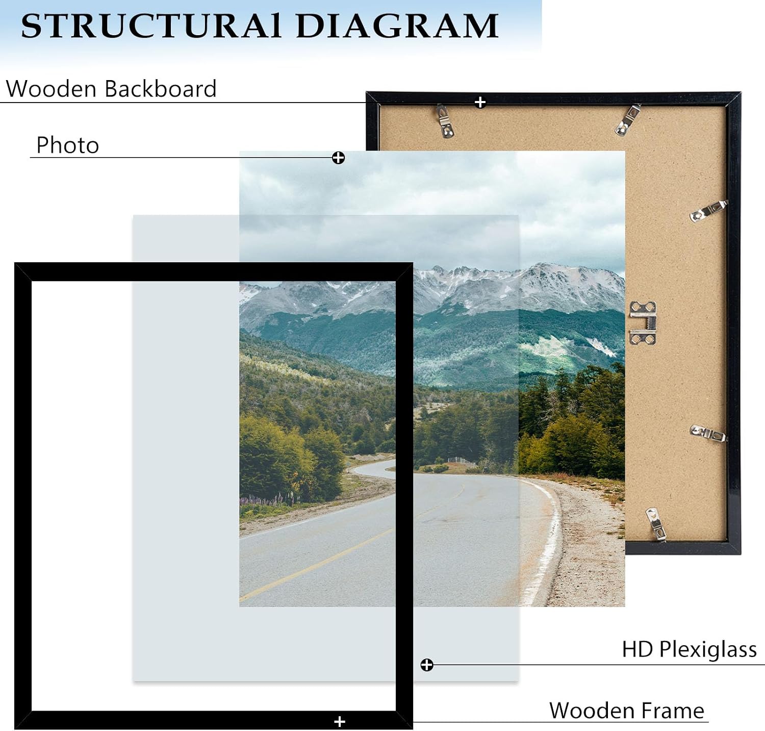 Wood 18x22 Picture Frame Black for Wall Hanging, 18 x 22 Frame Photo Frame for Wall Horizontally or Vertically, Black, 1 Pack