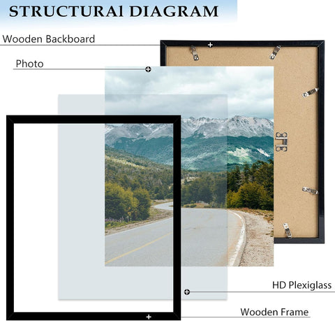 Wood 18x22 Picture Frame Black for Wall Hanging, 18 x 22 Frame Photo Frame for Wall Horizontally or Vertically, Black, 1 Pack