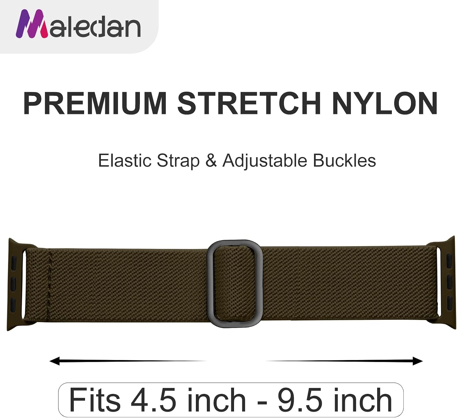 Maledan 10-Pack Stretchy Nylon Solo Loop for Apple Watch Bands Women Men