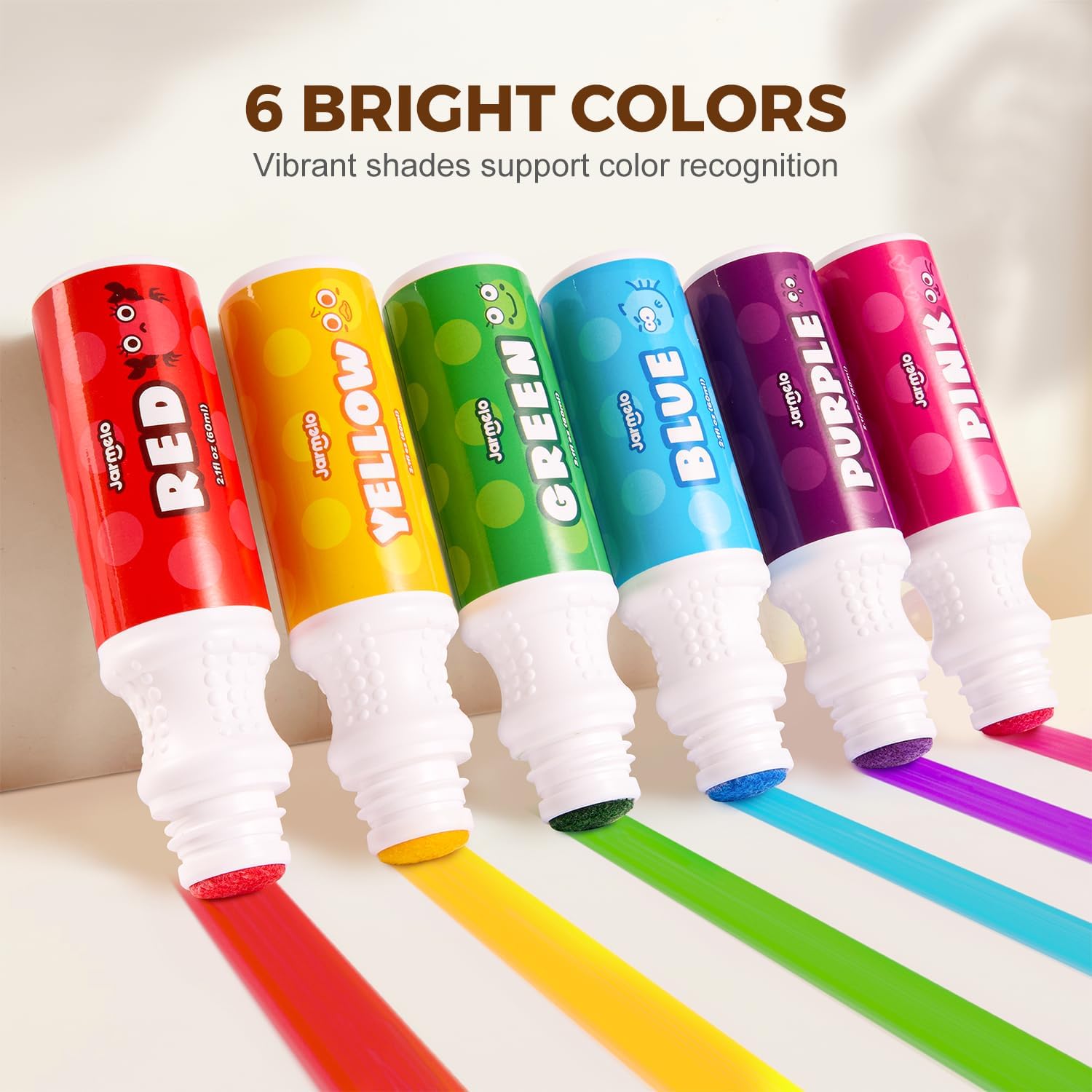 Jar Melo Washable Dot Markers for Toddlers, 6 Colors, Large 60ML