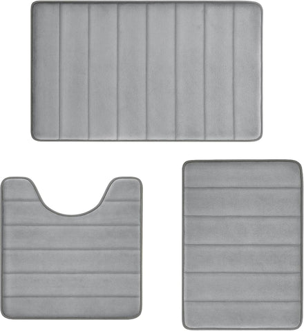 Bathroom Mats Memory Foam Bath Rug Set 3 Piece Non-Slip Bath Mats, Absorbent Shaggy Rugs, Machine Wash, Perfect Plush Bathroom Rugs, BathCarpets Set,Bath Mats for Bathroo Home Decor Accessories