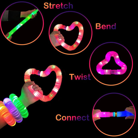 Glow Sticks Camping Essentials for Toddlers 6-96 PCS,Light Up Pop Tube Toys