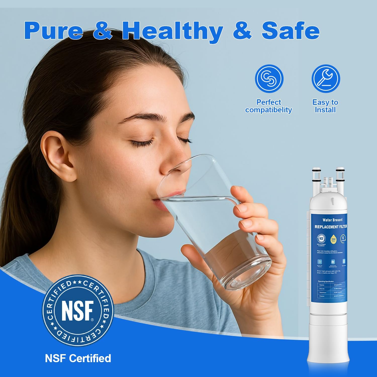 FPPWFU01 Water Filter Replacement Compatible with FPPWFU01, FPPWFU01, PWF-1 FPPWFU01 Water Filter, Remove Impurities from Water (1-PCS)