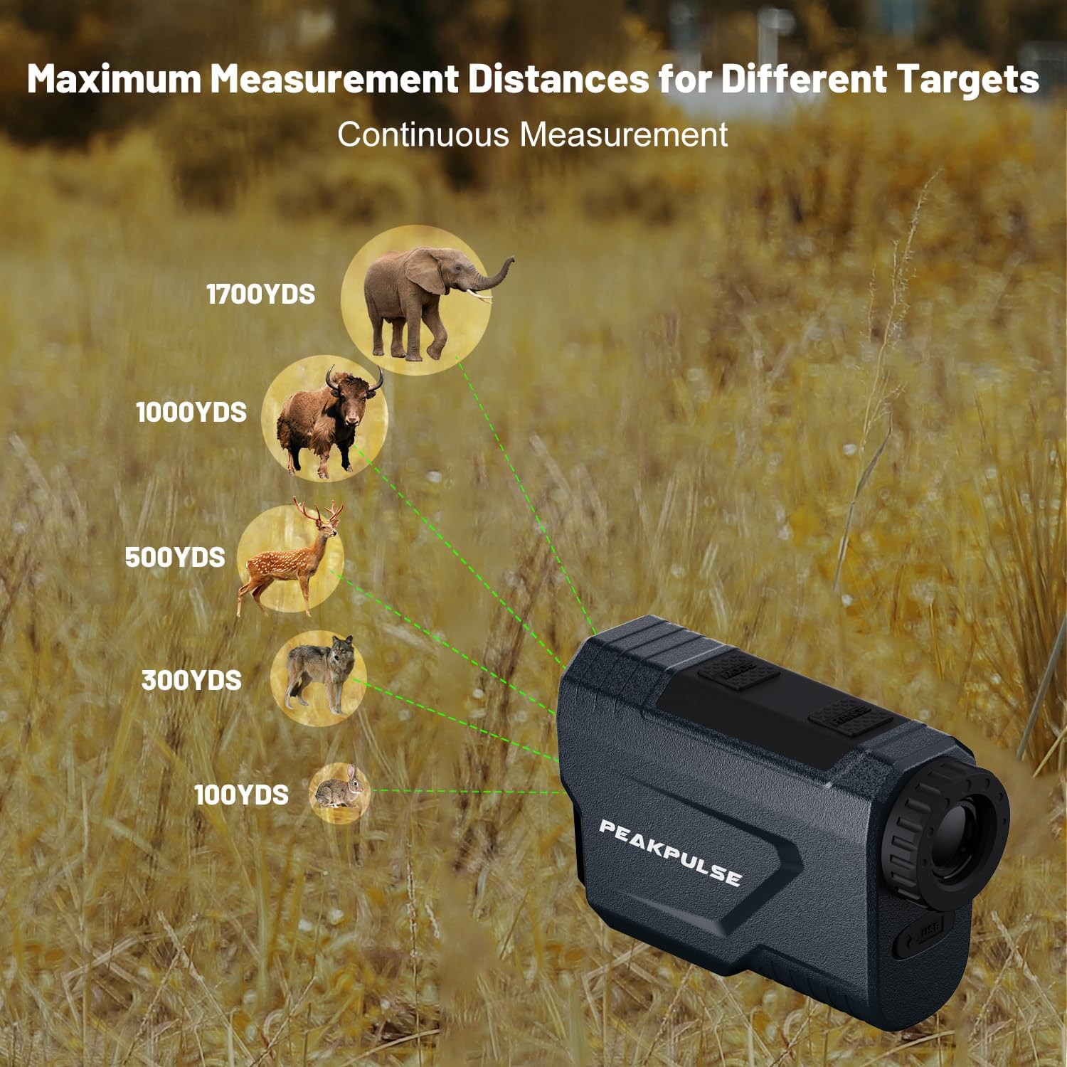 Hunting Range Finder 1700Yds Speed Scan Angle Compensation 7X Zoom IP54