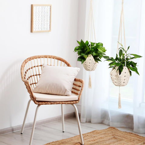 Shappy 4 Pack Boho Macrame Plant Hanger for Indoor