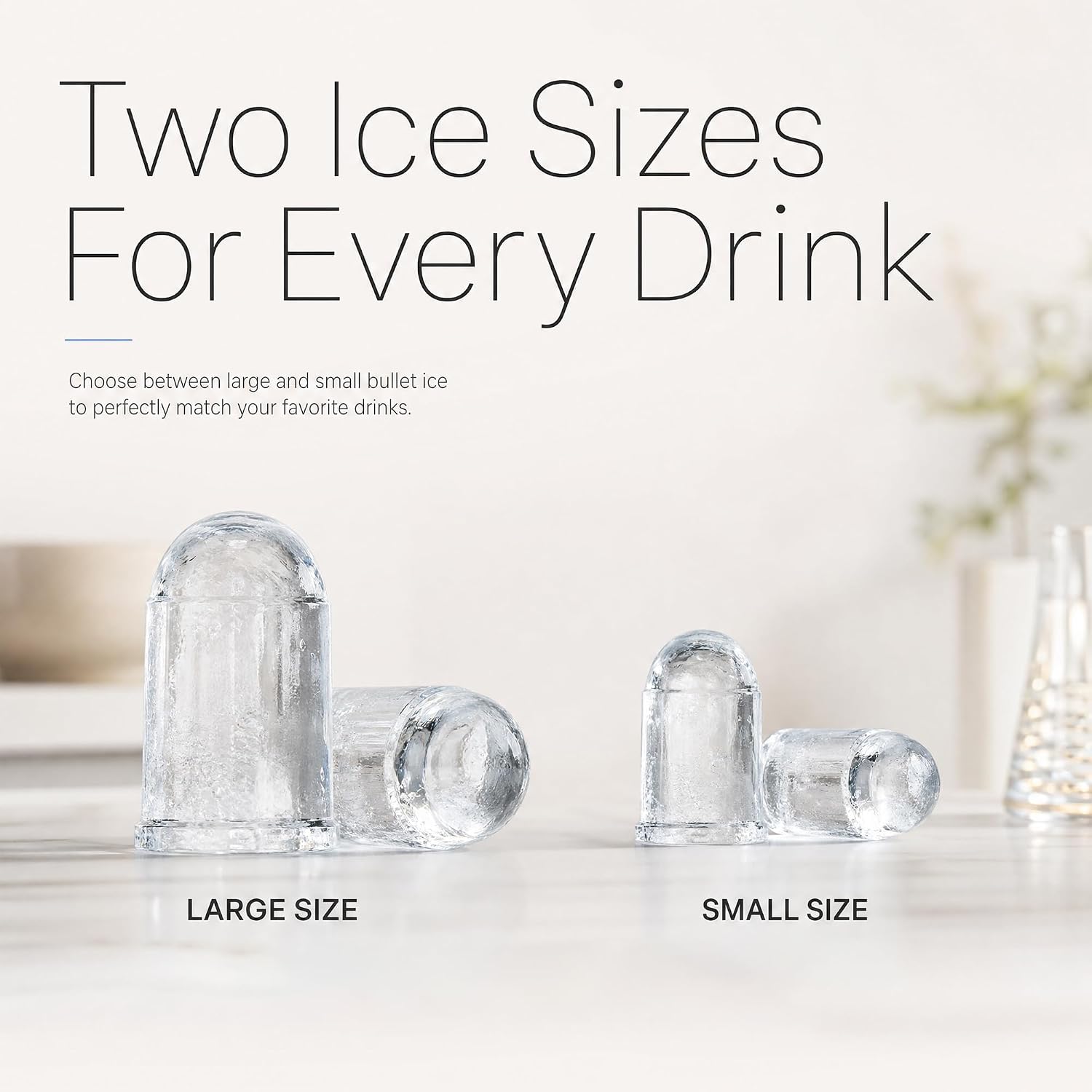 Ice Maker Countertop, Portable Ice Machine with 2 Sizes Bullet Ice, 9 Cubes Ready in 6 Mins, 33lbs/24H, Self-Cleaning Ice Machine with Basket & Scoop for Home Kitchen Office