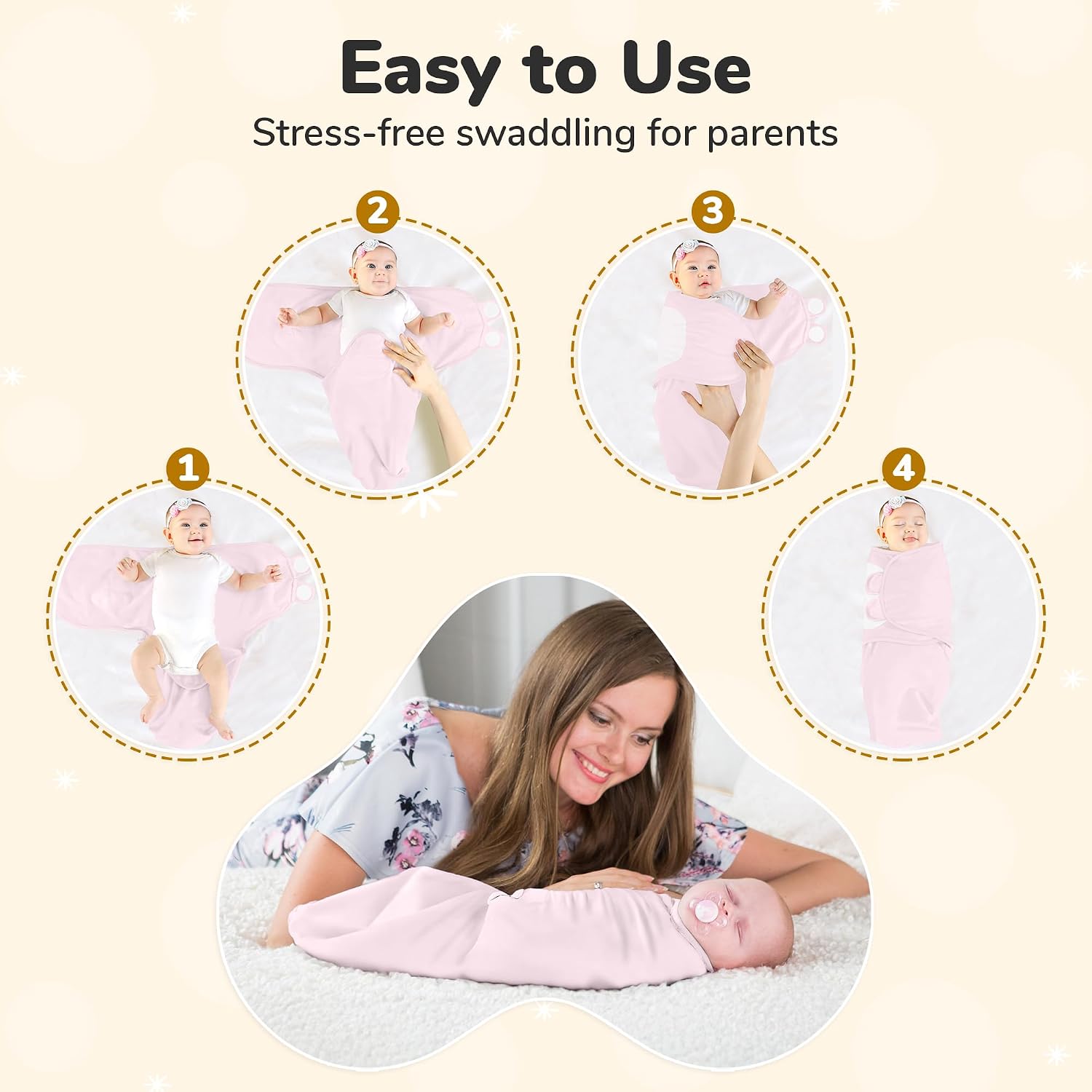 Organic Cotton Baby Swaddle Blanket, Newborn Swaddle Sack, Swaddler 7-14 lb