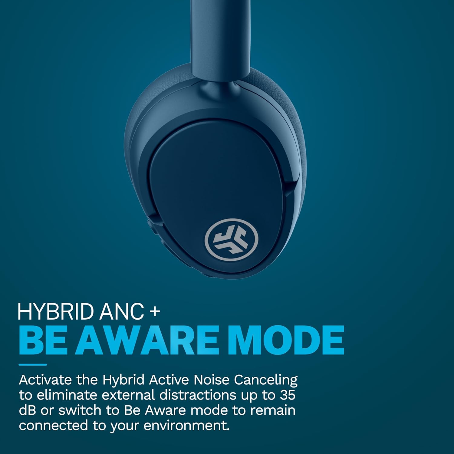 JLab JBuds Lux ANC, Over Ear Headphones, Active Noise Cancelling, Bluetooth, Limited Edition Navy