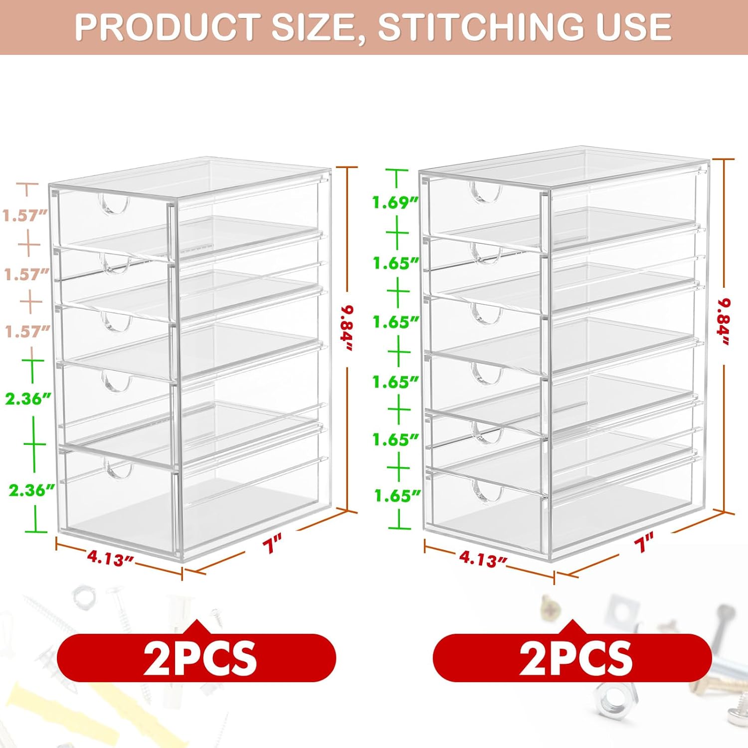 caktraie 4-Pack 22-Drawer Acrylic Storage & Makeup Organizer for Desk