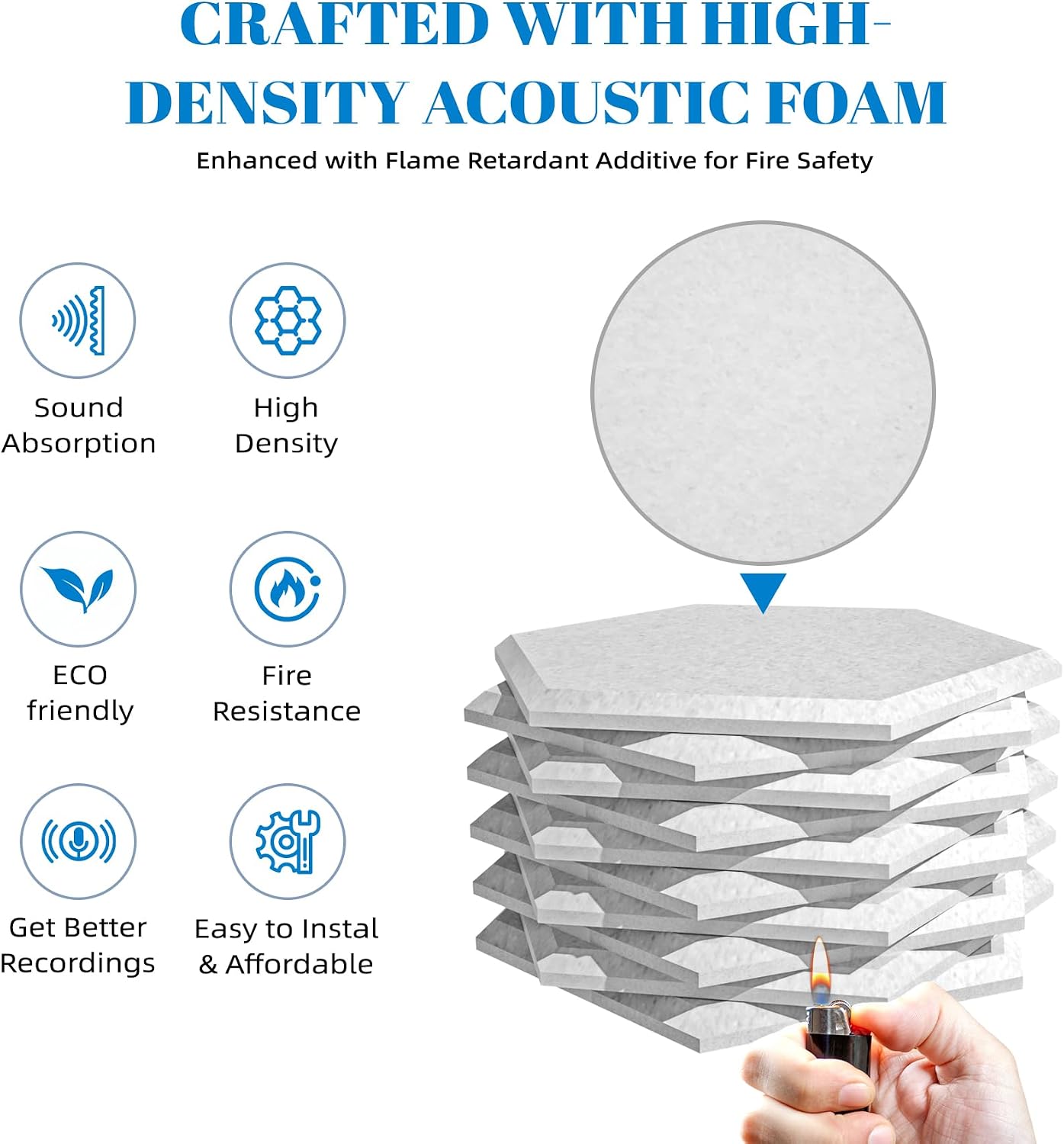 15 Pack Self-Adhesive Acoustic Wall Panels, 12 x 12 x 0.35 in
