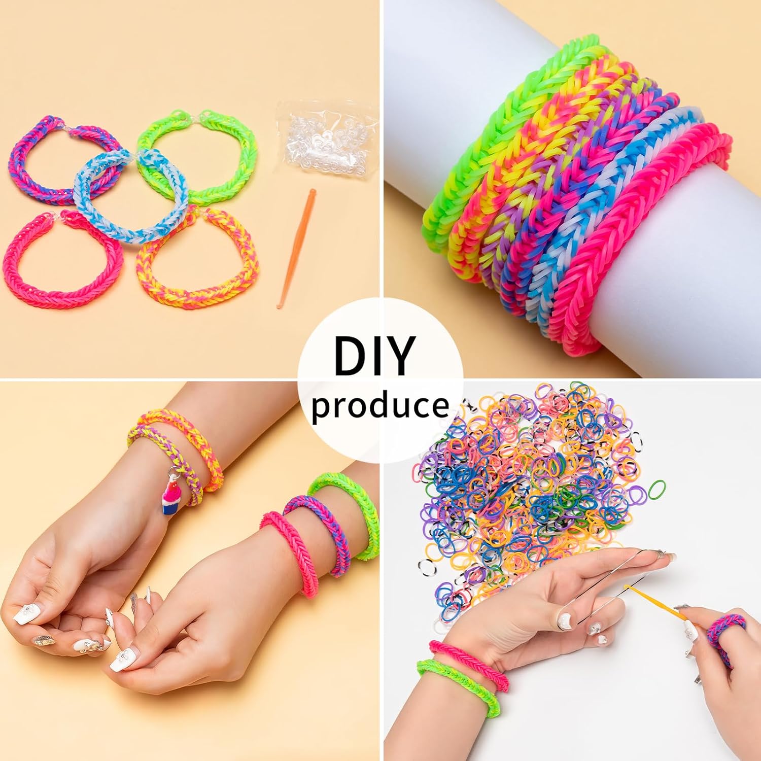 XKDOUS 24 Colors Rubber Band Bracelet Kit, Rubberband Bracelet Making Kit