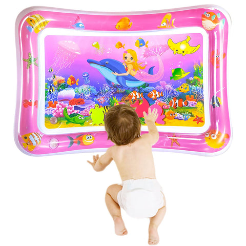 ZHUYNXI RTummy time Water Playmats, Tummy time mats, Baby Water Play Mat for Kids and Toddlers Baby Toys for 3 to 24 Months, Strengthen Your Baby's Muscles,27.5x20 in Pink.