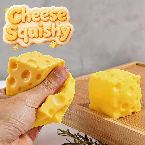 Cheese Squishy Stress Relief Original Sensory Food Squishy Stress Relief Fidget Toy Stress Balls for Adults (Yellow-2PCS)