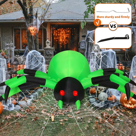 COMIN 9FT Halloween Inflatables Decorations Green Spider Yard LEDs Decor