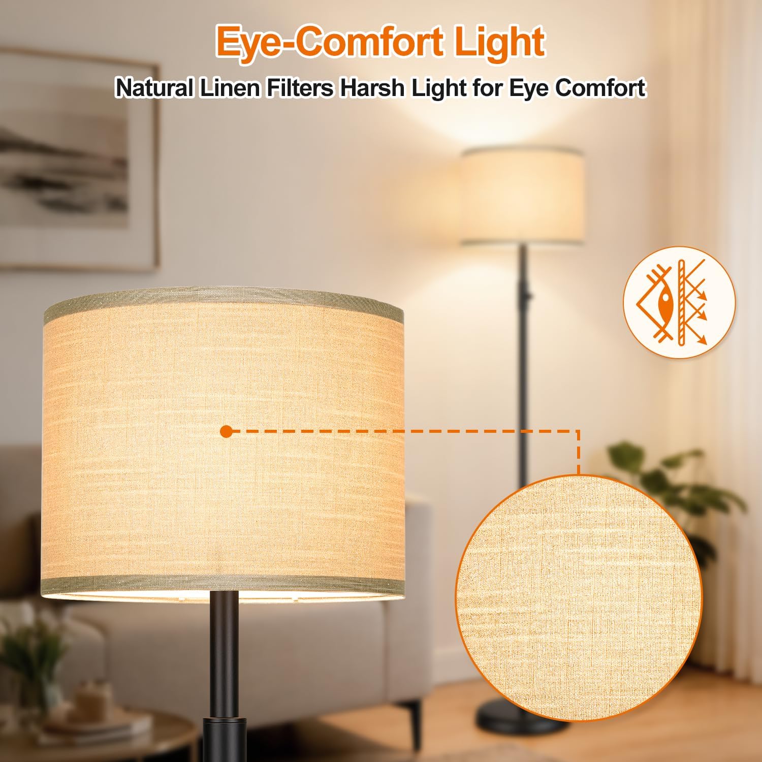 Floor Lamp Simple Design with Shade, Small Tall Lamps for Living Room Bedroom Office Dining Room Kitchen-Black