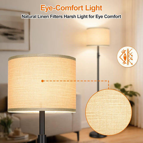 Floor Lamp Simple Design with Shade, Small Tall Lamps for Living Room Bedroom Office Dining Room Kitchen-Black