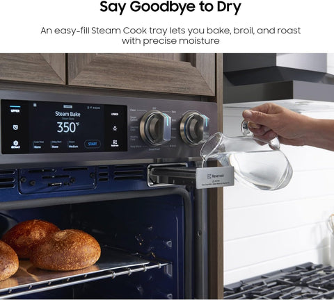SAMSUNG 30" Smart Double Wall Oven w/Flex Duo, Steam Cook, Wi-Fi, Large Oven Capacity, NV51K7770DG/AA, Fingerprint Resistant Stainless Steel, Black