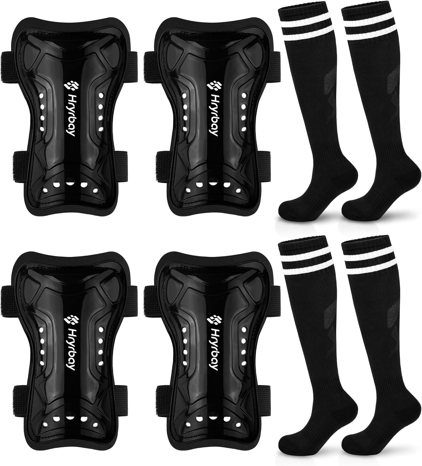 Hryrbay Kids Soccer Shin Guards and Socks Toddler Youth Soccer Shin Pad Set